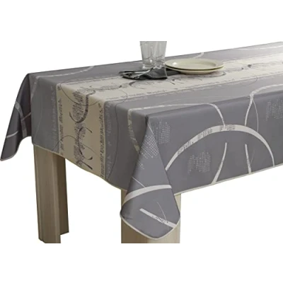 Afbeelding van Le linge de Jules Astrid Ecru Vlekbestendig Tafelkleed Afmetingen: Rechthoek 150 x 300 cm, Grijs