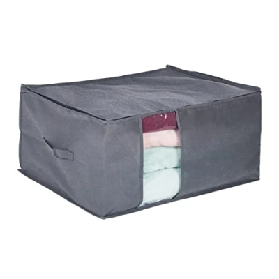 Afbeelding van Relaxdays opbergtas stof onderbedbox voor beddengoed grote opbergzak kleding kussens grijs