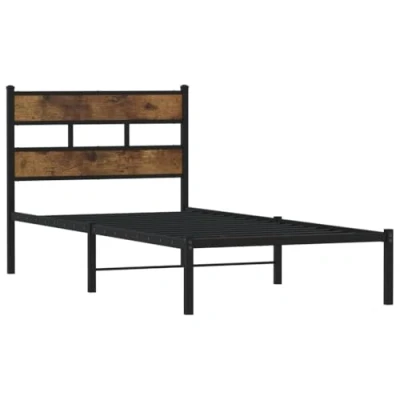 Image de vidaXL Cadre de lit en métal sans matelas chêne fumé 75x190 cm