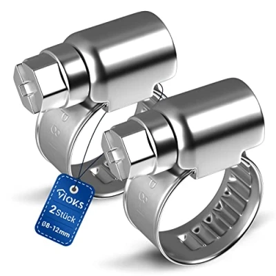 Afbeelding van VIOKS Set van 2 slangklemmen voor zwembadwaterslang, 8 12 mm, diameter 9 mm breed, wasmachine, slangklem wasmachine
