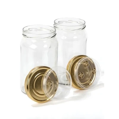 Afbeelding van myFERMENTS Glazen Potten met Deksels 1.96 L Weckpot voor Komboecha, Kimchi, Kefir Fles Brede Opening het Pekelen in bulk, Fermentatie Luchtdichte Geurloze Opslag Voedsel Set van 2