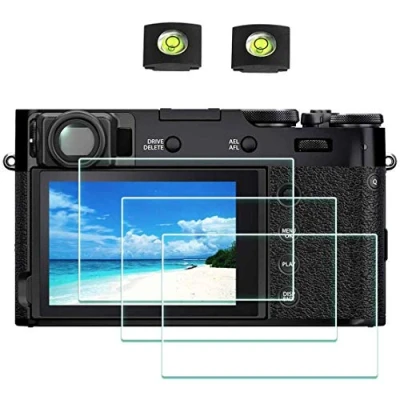 Afbeelding van X100V displaybeschermfolie voor Fujifilm Fuji camera [set van 3 + 2] met hoefschoen, ULBTER 0,3 mm, hardheid 9H, gehard glas, krasbestendig, anti bubbel, stofdicht