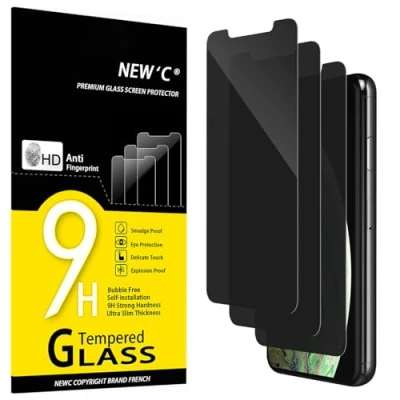 Afbeelding van NEW&#039;C Set van 3 screenprotectors tegen spionage voor iPhone 11 Pro Max/iPhone XS Max (6,7&quot;) displaybeschermfolie effectief krassen zonder luchtbellen ultra resistent hardheid 9H glas