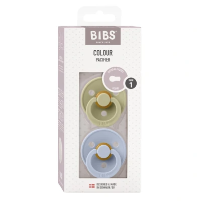 Afbeelding van BiBS Colour Pacifier Stage 1 Fopspeen 2 stuks Khaki / Dusty Blue