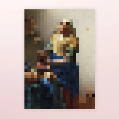Afbeelding van Ditverzinjeniet.nl Poster Pixel Schilderij Vermeer (A3 Formaat)