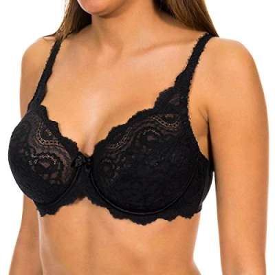 Afbeelding van Playtex met beugel Flower Elegance van kant, perfecte ondersteuning, 1 x damesbeha, zwart.