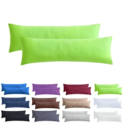 Afbeelding van NatureMark Jersey kussenhoezen, kussenhoes voor zijslaper, nekkussen, vele maten en kleuren, Öko Tex gecertificeerd, 40 x 145 cm, appelgroen, set van 2