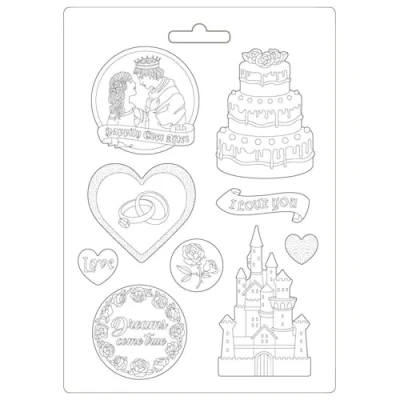 Afbeelding van Stamperia Soft Mould A4 Sleeping Beauty Castle and Cake (K3PTA499) (DISCONTINUED)