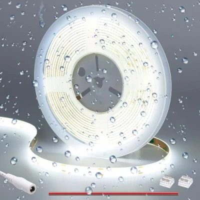 Afbeelding van GOMING COB Ledstrip, 12 V, koudwit, 6000 K, waterdicht, IP65, 312 leds/m, 5 m, helderheid, uniform, CRI 90+, hoge niet flexibel, op maat te snijden, ledstrip voor huis