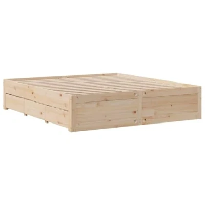 Afbeelding van vidaXL Bedframe zonder matras met lades massief grenenhout 200x200 cm