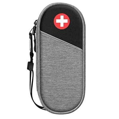 Afbeelding van SITHON Lege medicijntas draagbare geïsoleerde medicijnorganizer voor 2 epiPen, Auvi Q, neusspray, Meds, allergie, astma, inhaleren outdoor reizen, grijs