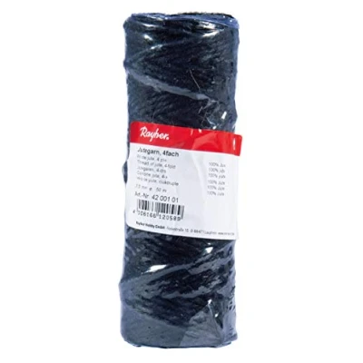 Afbeelding van Rayher 4200101 jute garen, 3 weg 3,5 mm diameter, spoel 50 m, kleur zwart, touw, bindtouw, decoratief koord, koord