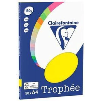 Afbeelding van Kopieerpapier Clairefontaine Trophée A4 160 gram zonnegeel, kleinverpakking á 50vel