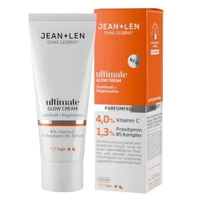 Afbeelding van Jean &amp; Len Ultimate Glow Cream Gezichtscrème, ideaal voor alle huidtypes, een stralende teint, met vitamine C derivaat, parfumvrij, veganistisch, 50 ml