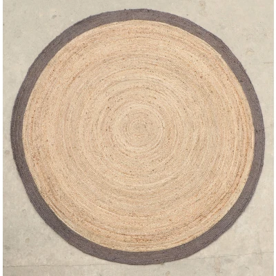 Afbeelding van Vloerkleed Jaipur Jute Tapijt 100% Beige Zwart rond 150 cm