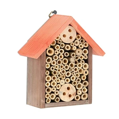 Afbeelding van Relaxdays insectenhotel bijenhotel insectenhuisje nestkastje oranje dak natuur