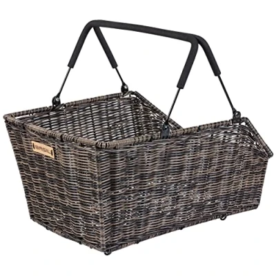 Afbeelding van Fietsmand Basil Cento Rattan Look Multi System 49 x 34 26 cm bruin