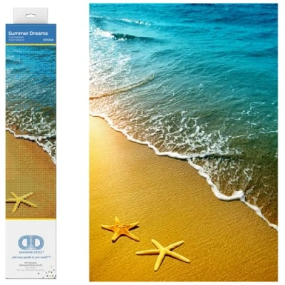 Afbeelding van Diamond Painting Volwassenen Ronde Steentjes Volledig Pakket Hobby Dotz® DD7.048 Zeesterren op het strand 29 x 41cm