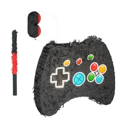 Afbeelding van Relaxdays piñata controller met stok en blinddoek zonder vulling 41x51x10 cm