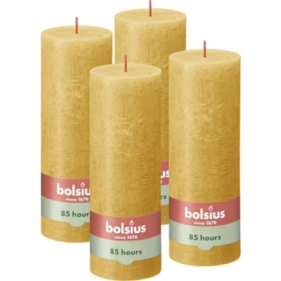 Image de Bolsius Bougies pilier rustiques 4 pcs 190x68 mm Jaune nid d&#039;abeilles