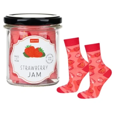 Afbeelding van soxo Sokkenpot Vrouwen Idee Cadeau Vrouw Grappig Geschenken Hoge Sok Katoen 35 40, Strawberry Jam