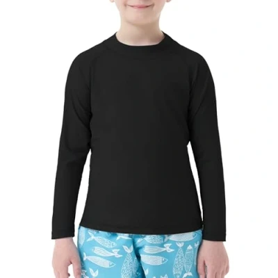 Afbeelding van MEETWEE Traje de Baño Niño Rash Vest Camisetas Natación Guard Shirt voor jongens, Zwart Lange mouw