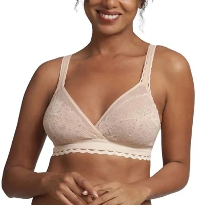 Image de Playtex Soutien gorge sans armature cœur croisé féminin recyclé, beige, 105C