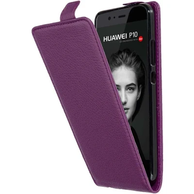 Afbeelding van Cadorabo Hoesje geschikt voor Huawei P10 in BORDEAUX PAARS Beschermhoes flip design Case Cover van getextureerd imitatieleer