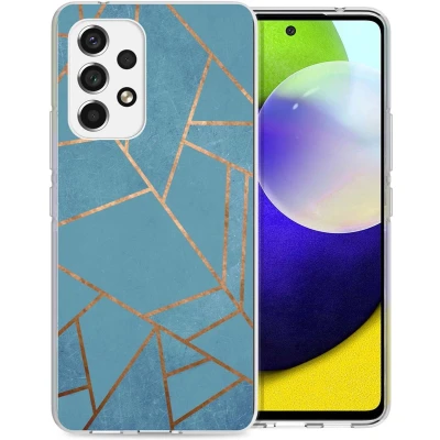 Afbeelding van iMoshion hoesje Geschikt voor Samsung Galaxy A53 Siliconen Design Blauw / Retro Blue Flowers
