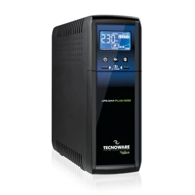 Afbeelding van Tecnoware EXA PLUS 1500 omvormer zonder onderbreking voor pc gaming en consoles, zeer stil, 8 IEC uitgangen, autonomie: 40 min/pc of 120 min/router modem vermogen VA
