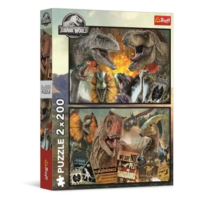 Afbeelding van Trefl 2 in 1 puzzel: Jurassic World, de prehistorische wereld x 200 stukjes Set van twee puzzels voor tieners