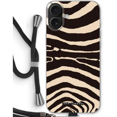 Afbeelding van Case Company® hoesje met Koord geschikt voor iPhone 16 Plus Arizona Zebra Telefoonhoesje Zwart Bescherming aan alle Kanten en Over de Schermrand