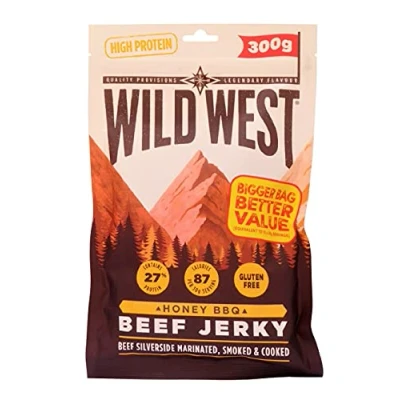 Afbeelding van Wild West Beef Jerky Honey BBQ Jerk Eiwitsnack, 300 g