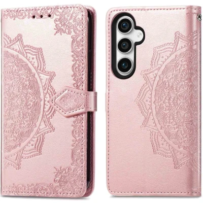 Afbeelding van iMoshion Hoesje Geschikt voor Samsung Galaxy S23 FE Met Pasjeshouder Mandala Bookcase Rosé Goud