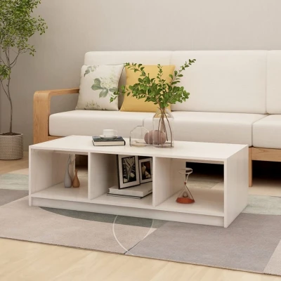 Afbeelding van Salontafel 110x50x34 cm massief grenenhout wit