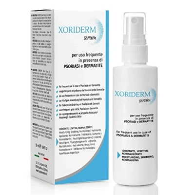 Afbeelding van Xoriderm Serum Lotion Spray nuttig bij psoriasis en dermatitis van de hoofdhuid. Kalmerende, hydraterende normaliserende werking.