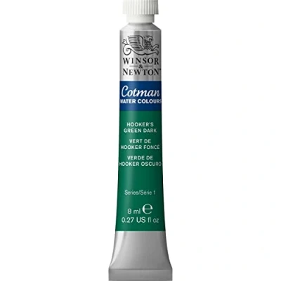 Afbeelding van Winsor &amp; Newton Cotman 8840094 Aquarel Studio Aquarelverf Hoogwaardige heldere kleuren met zeer goede verwerkingseigenschappen Tube 8 ml Hooker&#039;s donkergroen