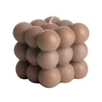 Afbeelding van Gusta kaars cube bruin 8,5 cm x 8 Kaarsen
