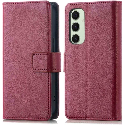 Afbeelding van imoshion Hoesje Geschikt voor Samsung Galaxy S24 FE Met Pasjeshouder Luxe Bookcase donkerrood