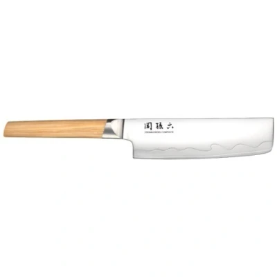 Afbeelding van KAI Seki Magoroku Nakiri composietmes 16,5 cm lemmetlengte roestvrij staal SUS420J2 56 HRC/VG 10 61 HRC handvat van licht geaderd pakkahout handgemaakt in Japan Erl