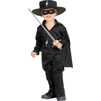 Afbeelding van Widmann Zorro Kostuum Mexicaanse Held Kind Zwart Maat 104 Carnavalskleding Verkleedkleding