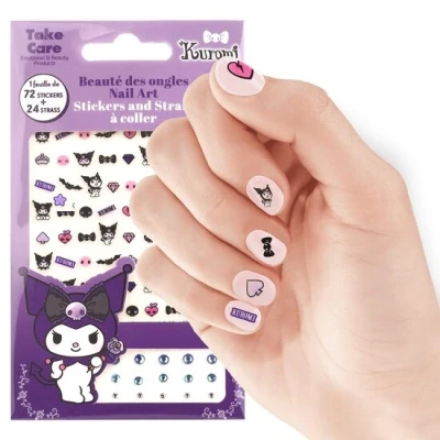 Afbeelding van Kuromi Nagelstickers Voor Kinderen Set van 72 Stickers + 24 Steentjes Officieel Gelicentieerd