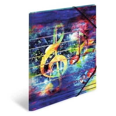Afbeelding van HERMA ArtLine 19858 Music Ordner 3 pack van stevig kunststof met bedrukte binnenkleppen en elastieken voor kinderen, jongens meisjes