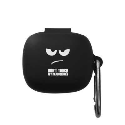 Afbeelding van kwmobile Hoes geschikt voor JBL Live Pro 2 TWS Siliconen cover oordopjes in wit / zwart Don&#039;t Touch My Headphones design