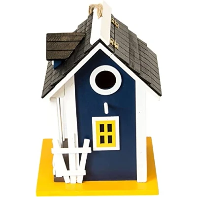 Afbeelding van Decoratief Houten Vogelhuisje 25 x 18,5 cm Hangend Blauw