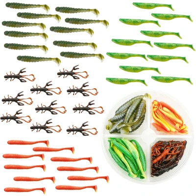 Afbeelding van Fish Xpro Softbait set Snoekbaars &amp; Baars 5 tot 10cm +/ 60stuks Shads Kunstaas Roofvis
