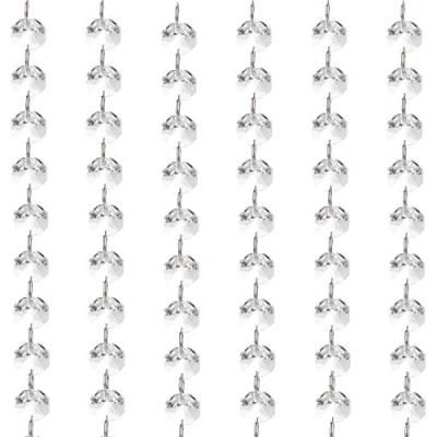 Afbeelding van Belle Vous Transparante glazen kristallen kralen voor kandelaars en slingers (6 stuks) 1,5 cm achthoekige parelketting knutselen, decoraties, sieraden maken