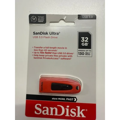 Afbeelding van SanDisk USB Ultra 32GB Flash Drive Rood 130MB/s read 3.0
