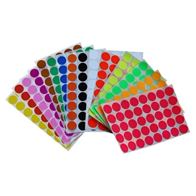 Afbeelding van 1120 kleine ronde stickers met kleurrijke stippen, 19 mm, 16 kleuren, voor kantoor, school, kalender, kaarten