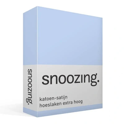 Afbeelding van Snoozing Katoen satijn Hoeslaken Eenpersoons Extra Hoog 90x210 cm Hemel